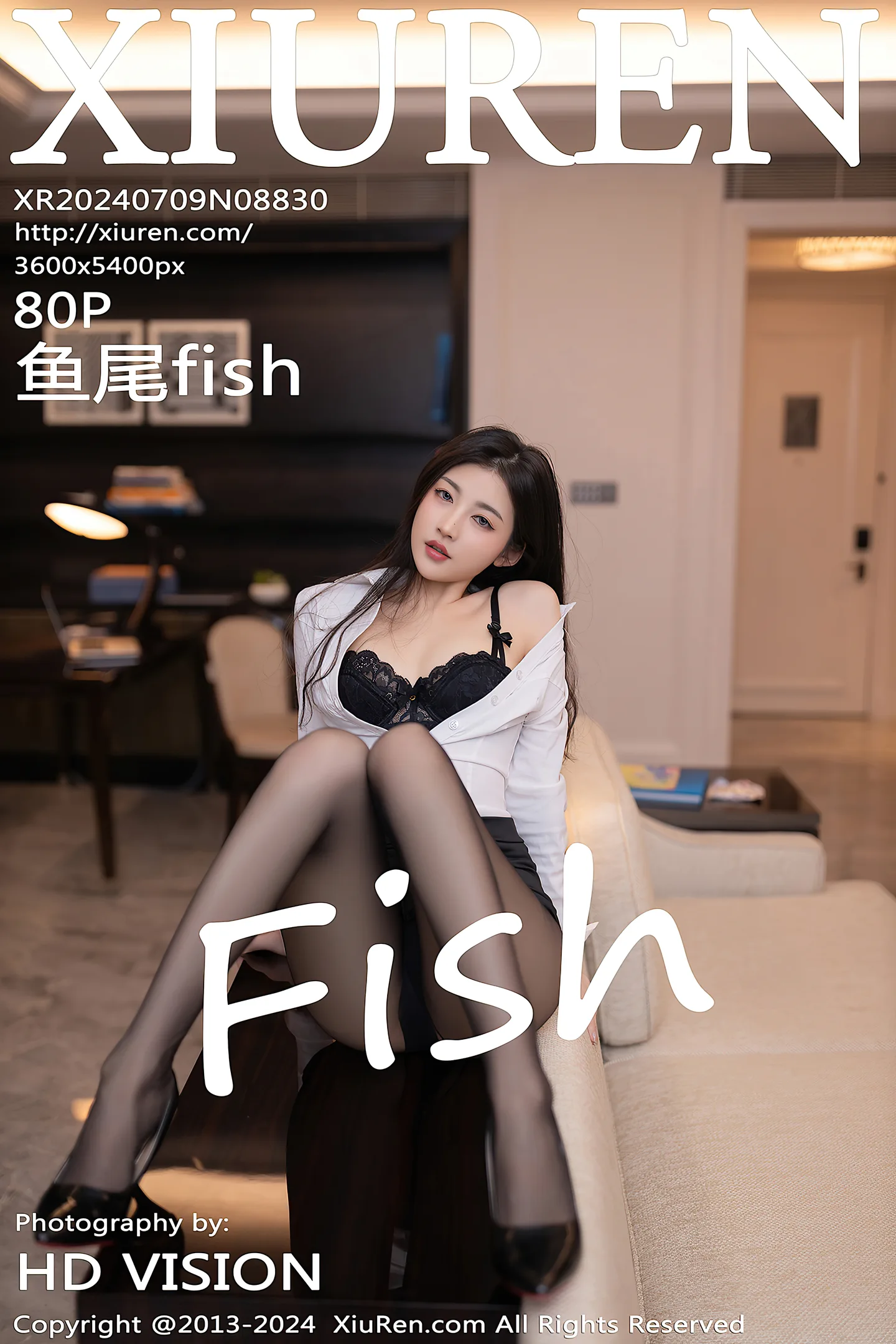 [XiuRen秀人网]No.8830_模特鱼尾fish性感白T配黑短裙露蕾丝内衣配超薄黑丝撩人诱惑写真80P-秀人网 - XiuRen.Space